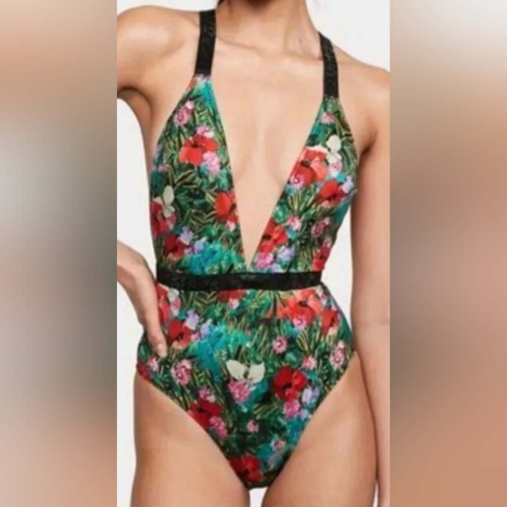 S M L XXL ❤️VS Swim Shine Strap One Piece Swimsuit Tropical Island Getaway